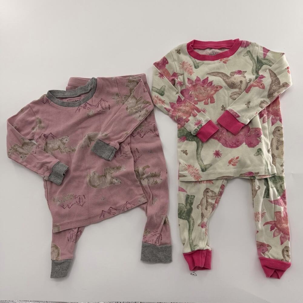 Burt’s Bees Baby Girls Toddler 2 Sets Pajamas Pink Dinosaurs Polar Bears 18M
